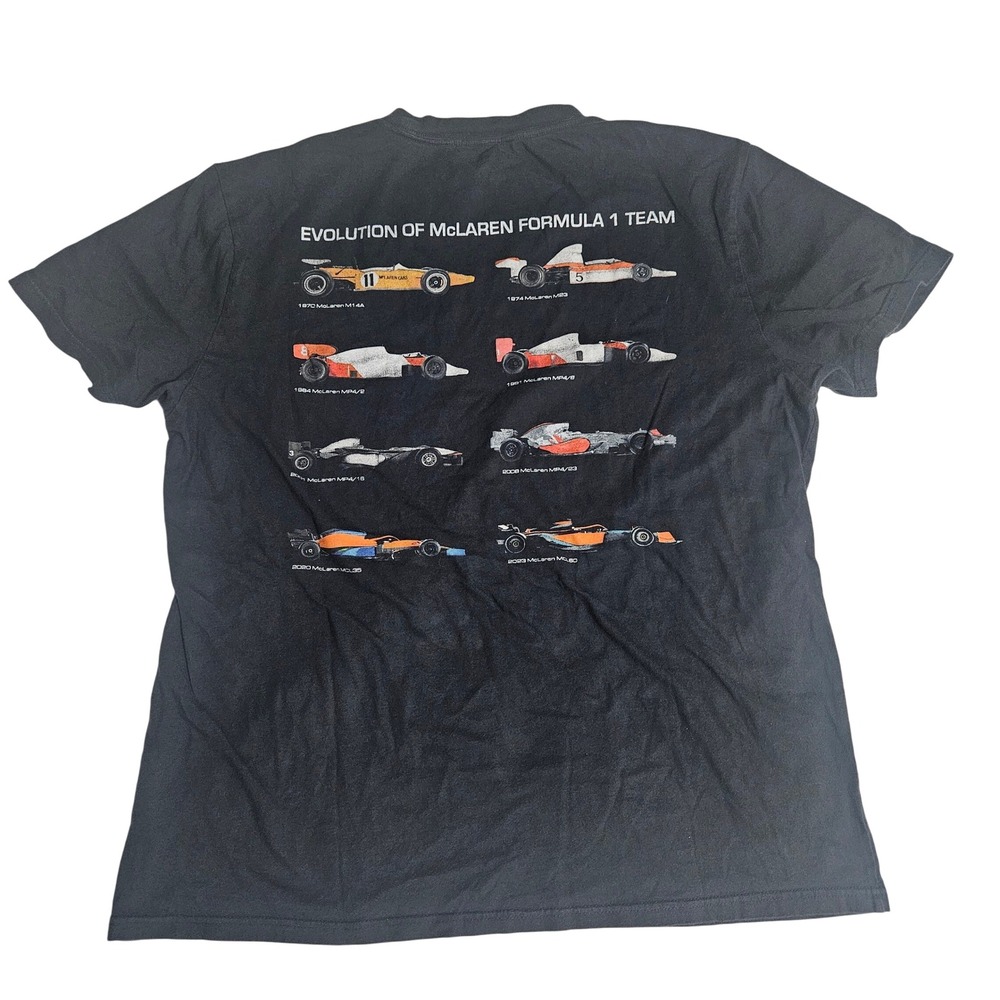McLaren Formula 1 Team Evolution Graphic T-Shirt Black Mens Large F1 Racing Tee